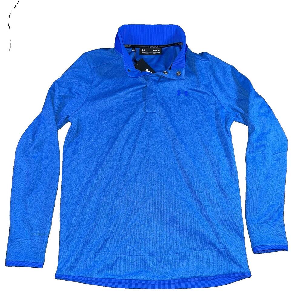 Under Armour Storm ColdGear Golf Pullover Sweater Men Medium Blue Snap Mock NWT